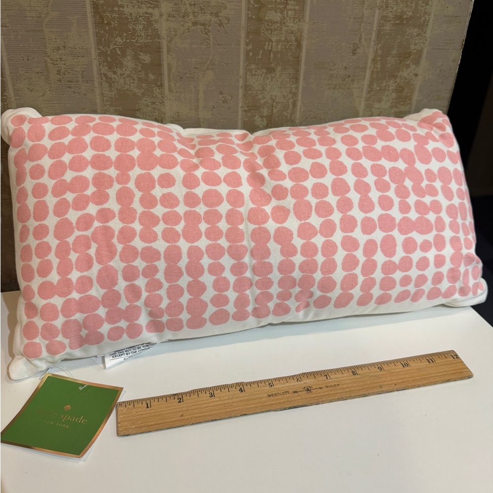 NWT Kate Spade‎ pink white dot lumbar pillow